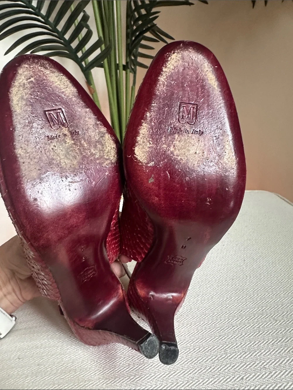 Bruno Magli vintage Red snake skin Slingback Heels